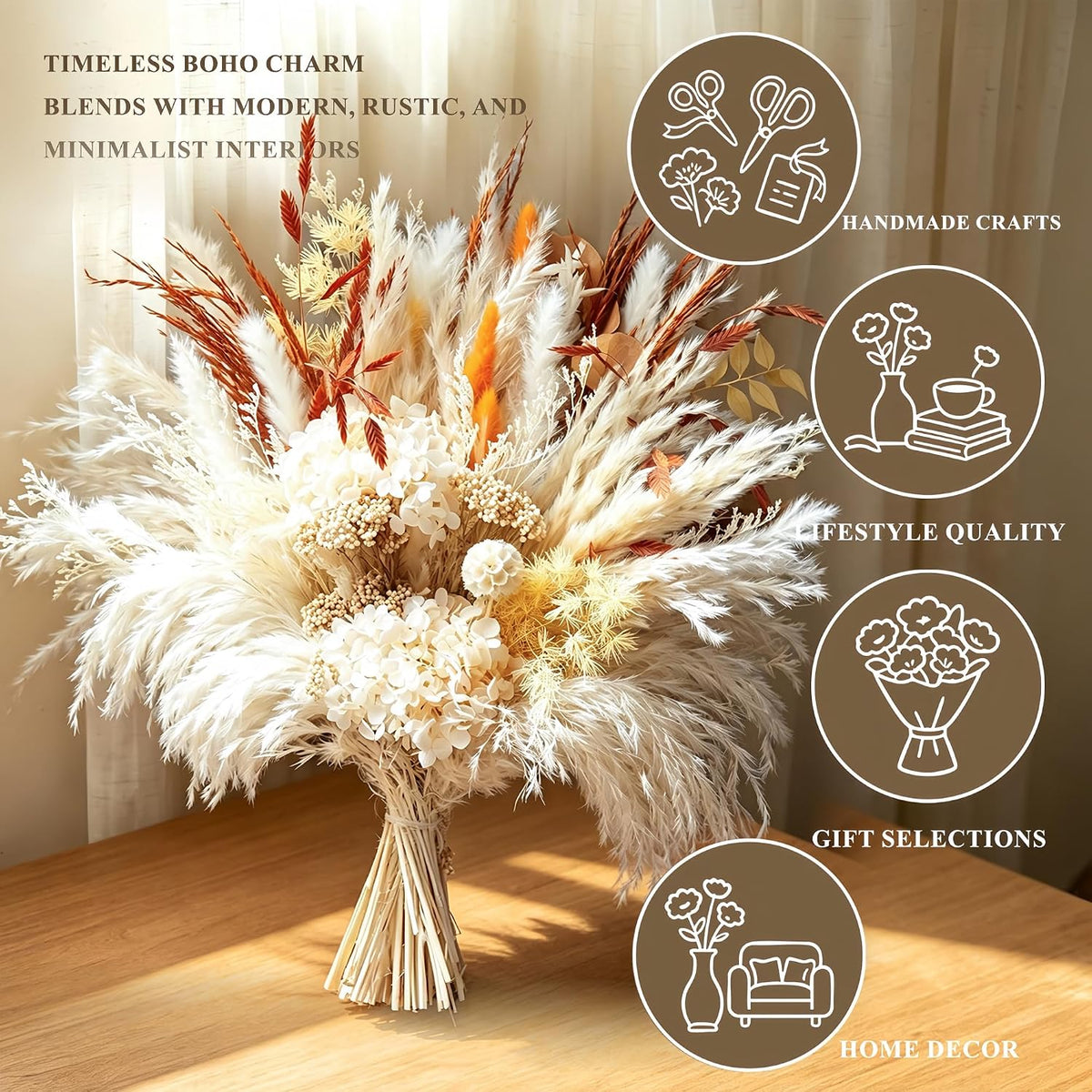 Dried Pampas Grass Bouquet, Fall Flower Arrangements