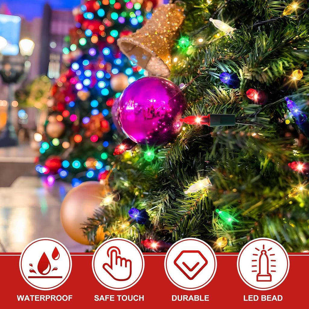2 Pack Battery Operated Christmas Lights, Total 100LED 32FT Christmas Lights Outdoor, Waterproof Mini String Lights with 8 Modes, Decorations for Indoor Patio Garden Party Decor (Multi-Colored)