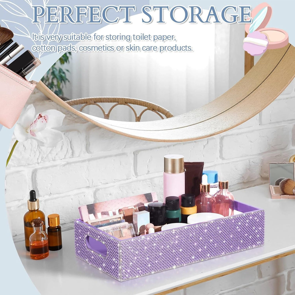 Honeydak Bathroom Basket, Pearl Toilet Tank Tray Purple Pearl