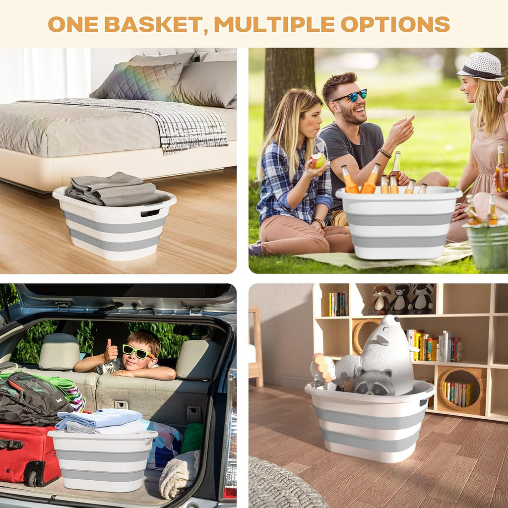 OOAMBB 43L(11.5Gallon) Collapsible Laundry Basket Plastic (Grey, 1 Pack)