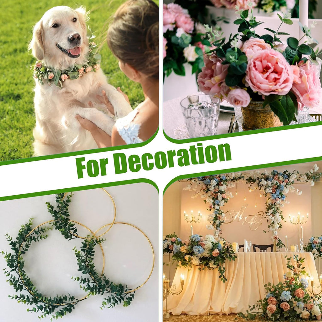 100 Pcs Mixed Eucalyptus Stems Bulk, 4 Style Artificial Silver Dollar Eucalyptus Leaves for Wedding Centerpieces, Faux Greenery Branches for Wedding Centerpiece Vase Bouquet Floral Home Decor