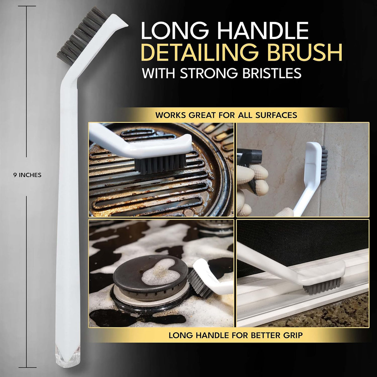 Grout Cleaning Brushes Set (3 Pcs) Deep Cleaner Multi-Purpose Stiff Bristle Brush, Cleaning Toothbrush for Cleaning Corners, Spaces, Tile, Shower, Window & Door Track, Floor, Juicers and Tight Spaces