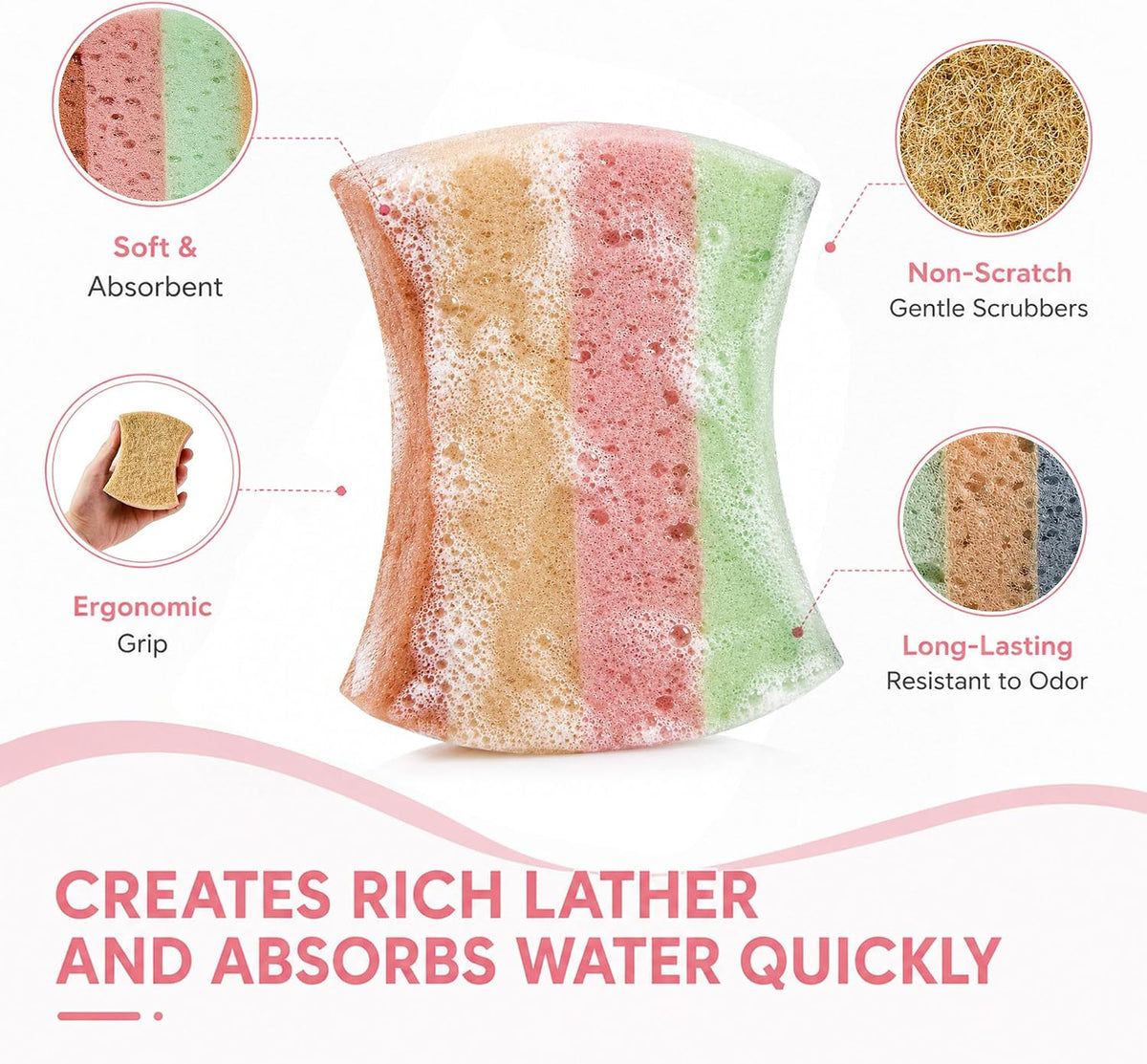 Color Kitchen Sponges Heavy Duty Kitchen Cleaning Scrubbing 10 Pack