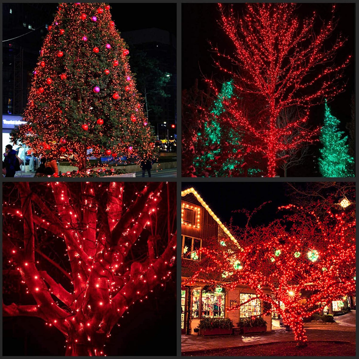 YULETIME 200 Red Christmas String Lights, 2-Set 25 ft 100 Wide Angle LED