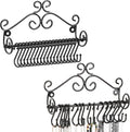 MyGift Set of 2 Wall Mount Necklace Holder Black Metal Jewelry Rack