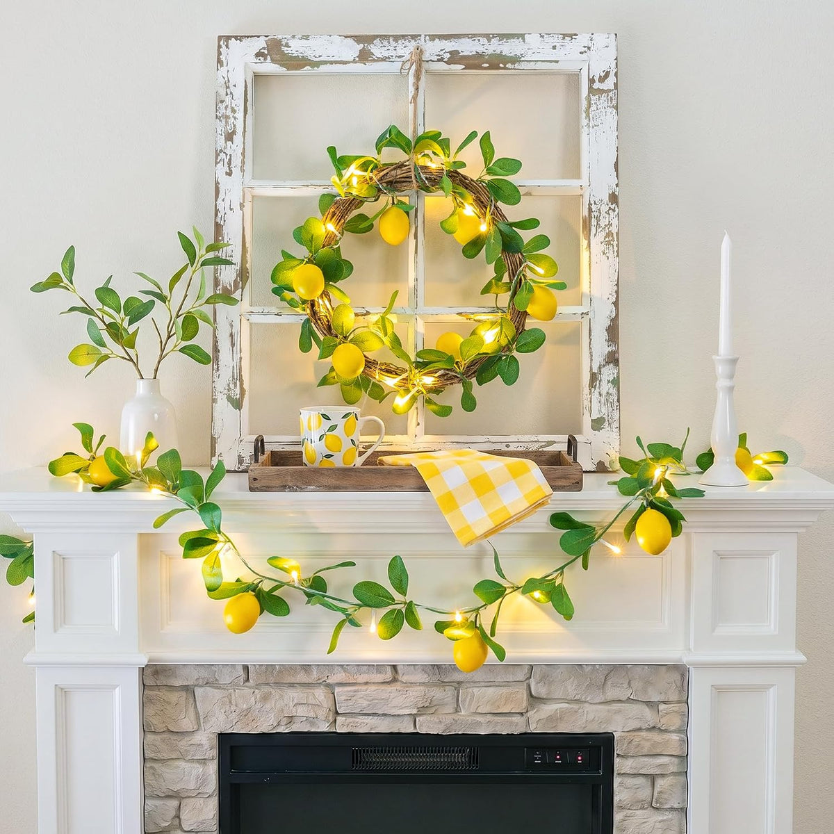 HEYFUNi 18 Led 6FT Lemon Garland Vine with Lights, USB & Battery Operated