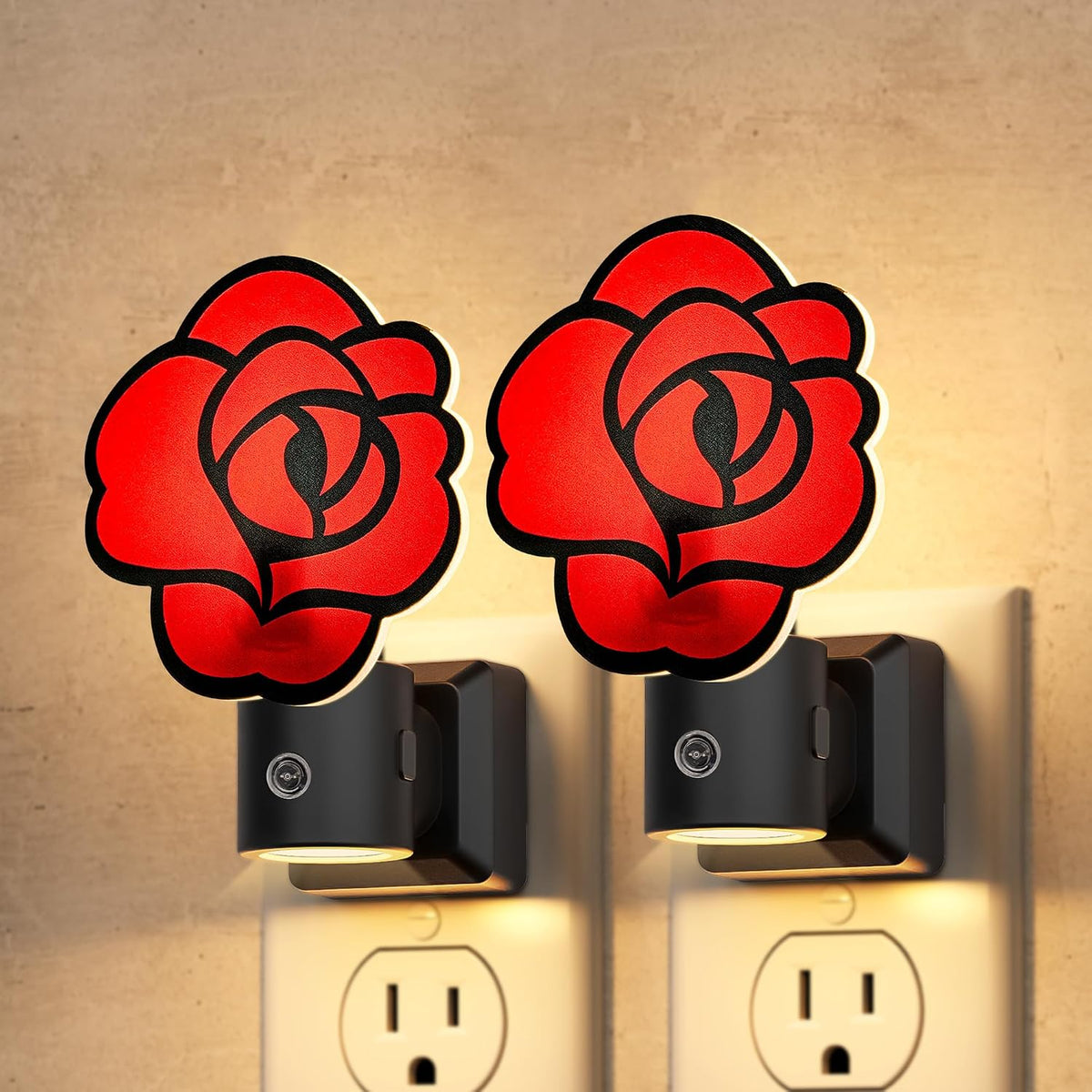 Briignite Flower Night Light, Rose Night Lights Plug into Wall Dimmable