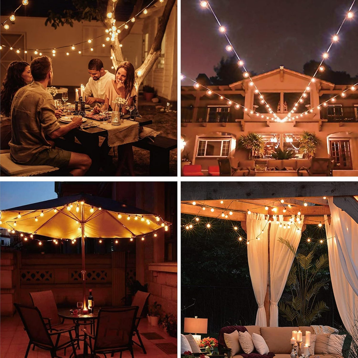 G40 LED String Light Bulbs,1.57 Inch Plastic LED Globe Patio Bulbs for Outdoor String Lights, E12 Candelabra Socket Base,1 Watt Equvalent to 5Watt Incandescent Bulbs,Warm White, 50Pack