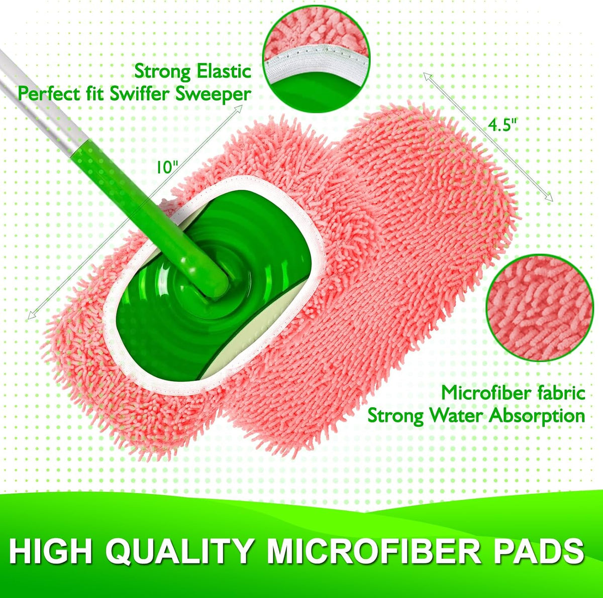 Reusable Microfiber Mop Pads Compatible with Swiffer Sweeper Mop