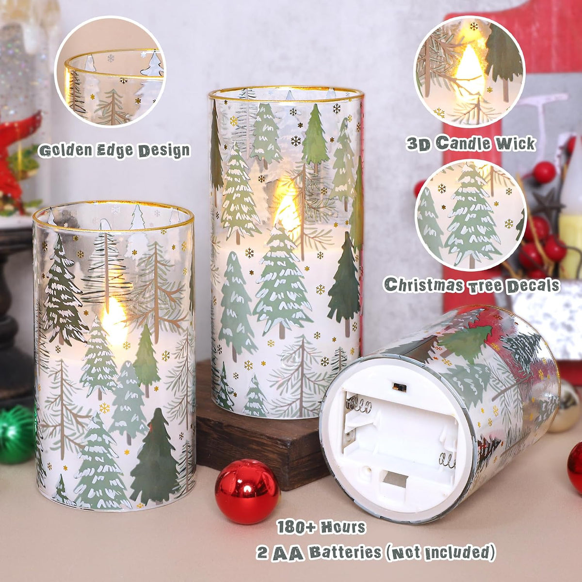 Impress Life Christmas Tree Flameless Candles with Remote
