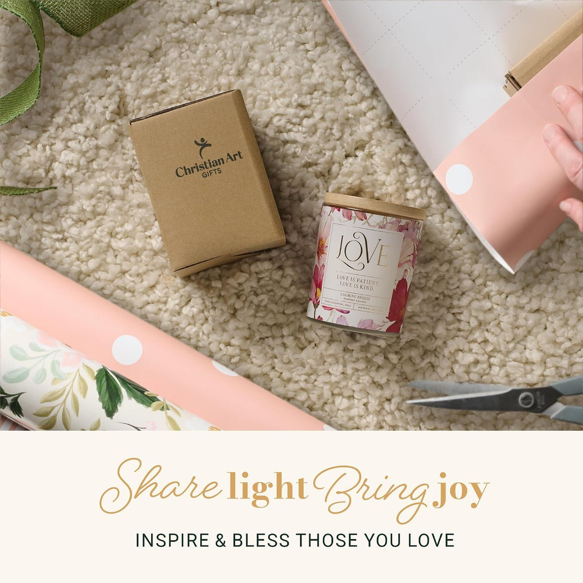 Christian Art Gifts Soy Wax Scented Candle: Love is Patient Bible Verse