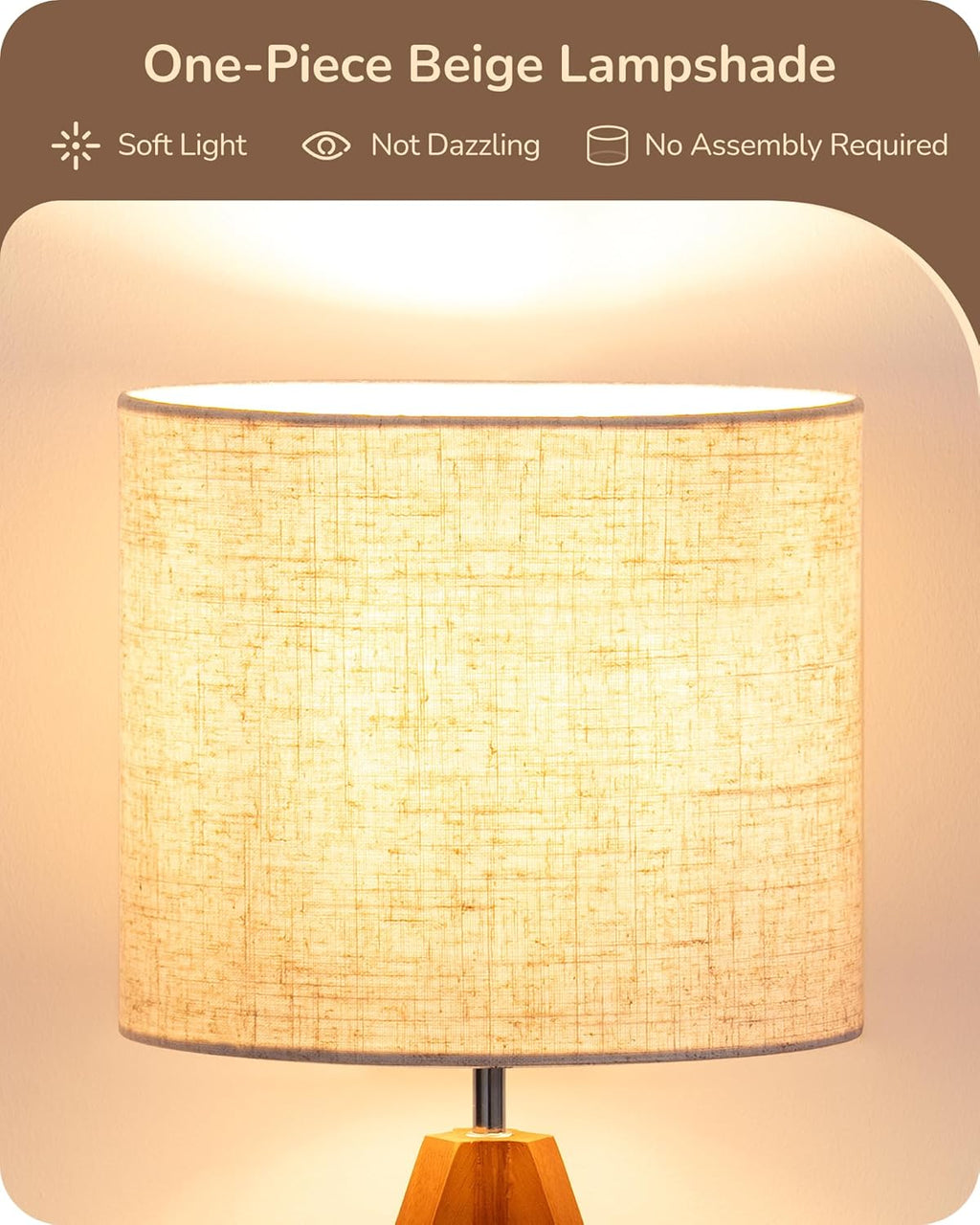 EDISHINE Tripod Table Lamp, Small Cute Bedside Lamp, 14.2 Inch, E26 Base