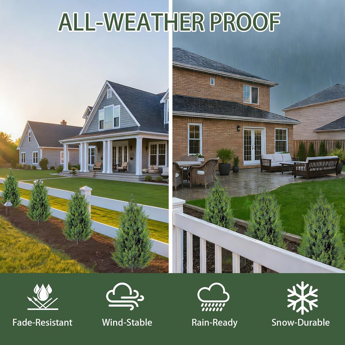 2 Pack 3FT Artificial Cedar Topiary Trees with Ground Spike, Realistic Fake Plants Tree UV Resistant Artificial Plants Indoor Outdoor Faux Plants Evergreen Bushes Shrubs for Porch Garden Office