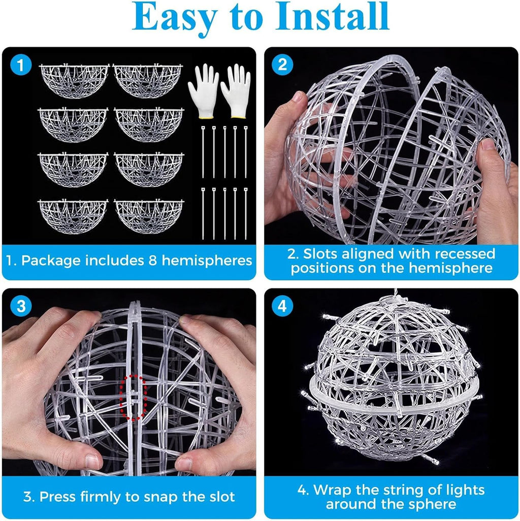 4Pack 11.9" Christmas Light Ball Outdoor, Warm White & Multicolor