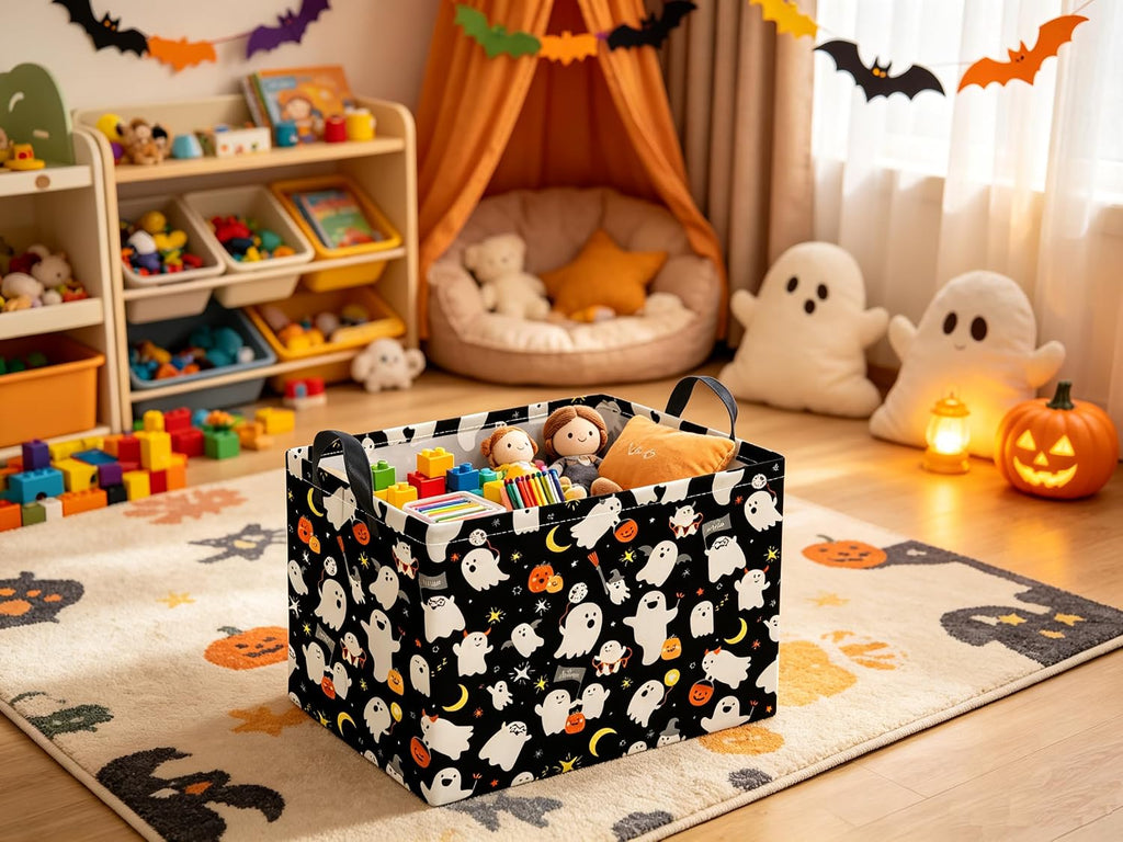 Rectangular Storage Basket, Black Playing Ghost