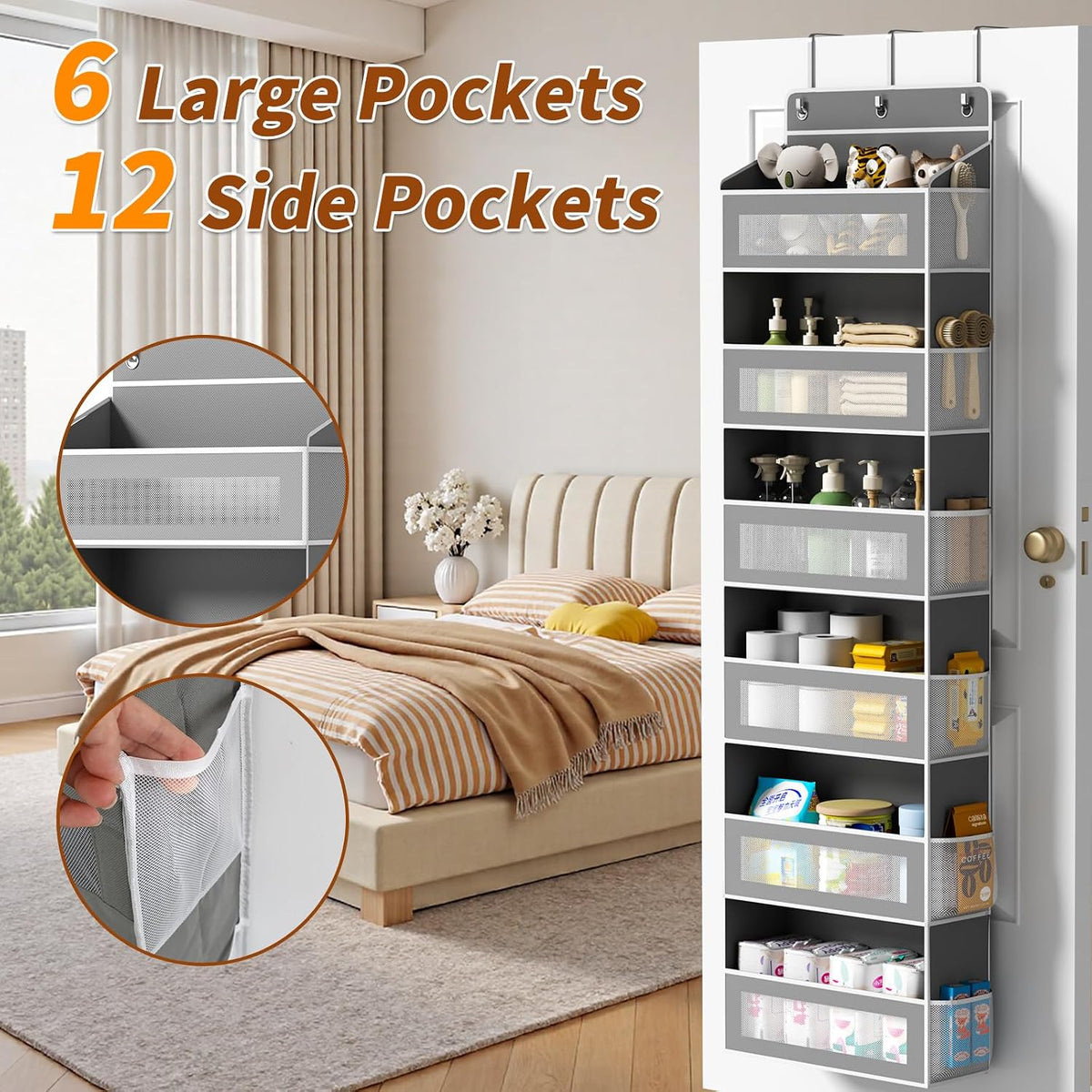 AQOOA 6-Tier Over The Door Organizer 44 lbs Capacity fit Standard Doors
