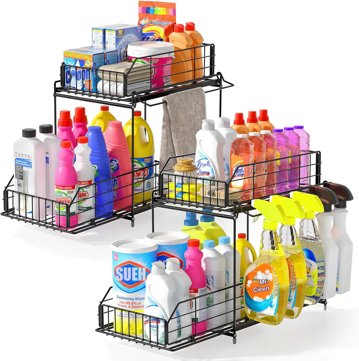 SUEH DESIGN Under Sink Organizers and Storage 2 Pack, 2-Tier Pull Out