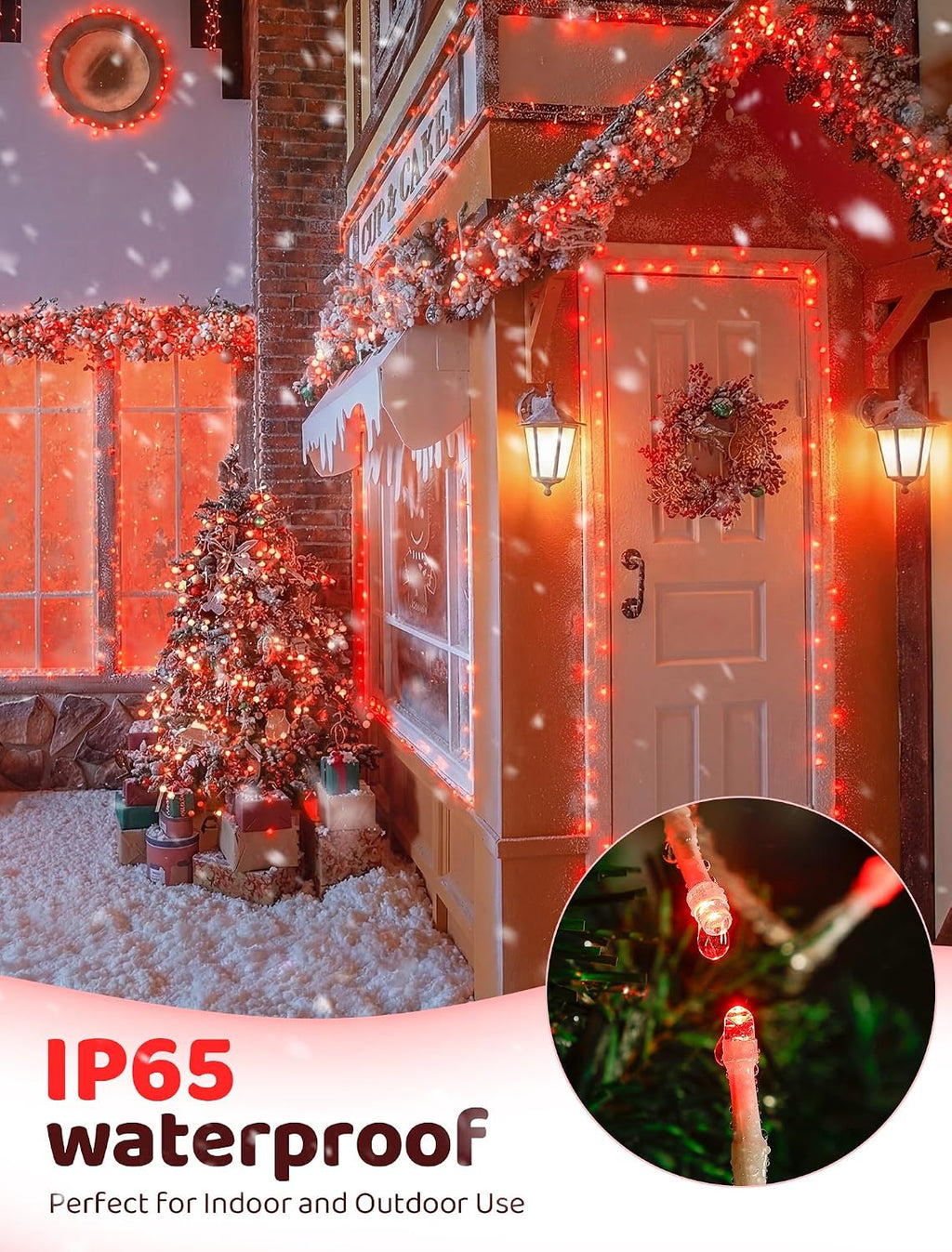 Hopolon Valentines Day Decorations String Lights, 33 FT 100 LED Red