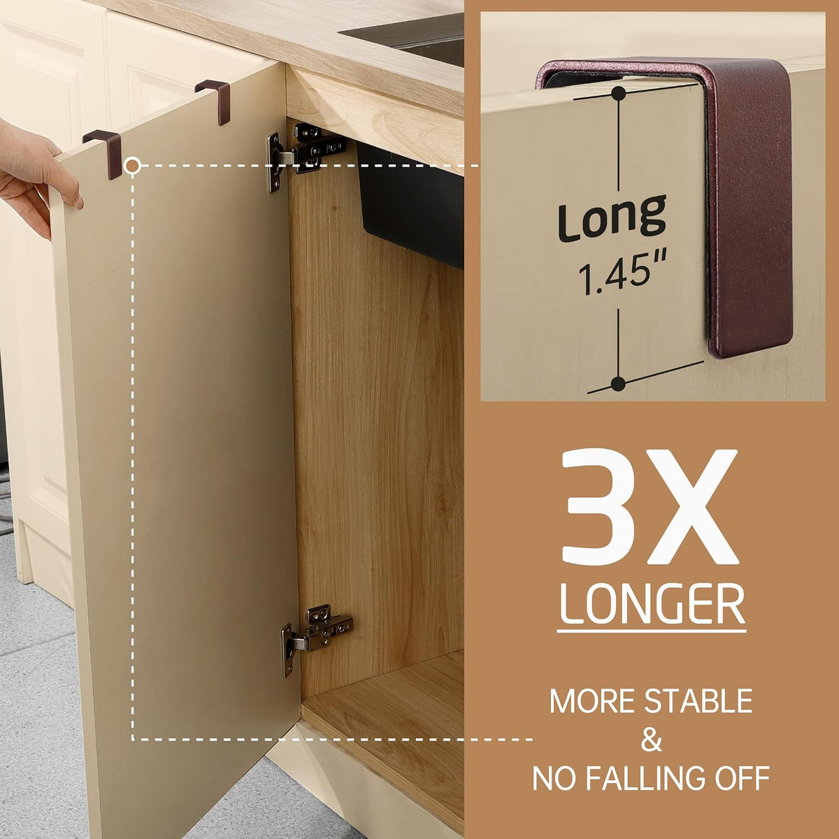 KES Over The Cabinet Towel Holder Fit 1" Thick, Kitchen Towel Holder, Brown