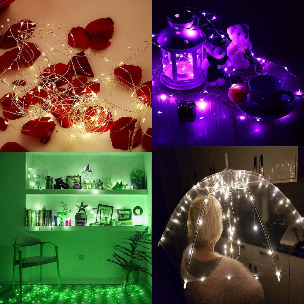 YJFWAL 18 Pack Fairy String Lights(Batteries Included) 10.2FT 30LEDs Waterproof Copper Wire Firefly Light Mini Starry Moon Lights for DIY Wedding Party Mason Jars Christmas Tree Gift Deco (7 Colors)