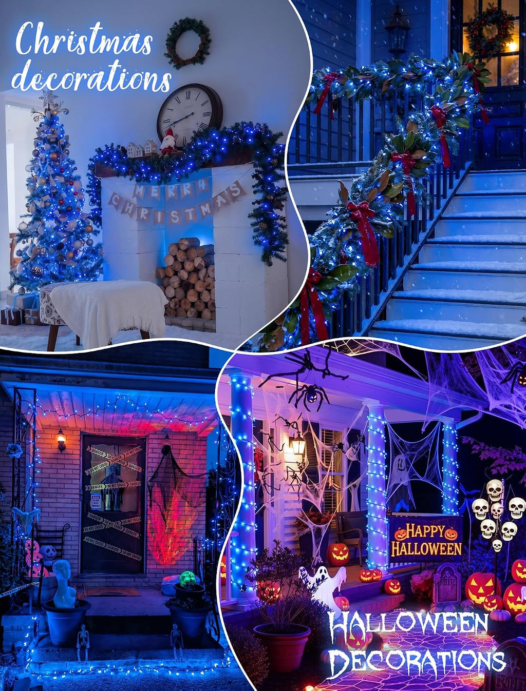 Blue Christmas Lights,13FT 50 Count Mini Clear String Lights