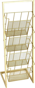 Deco 79 Contemporary Metal Rectangle Magazine Holder, 12" x 10" x 34", Gold