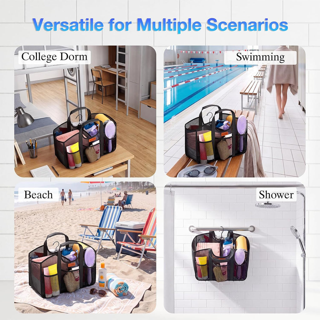 HESPER Mesh Shower Caddy for College Dorm with Hook and Soft Handles