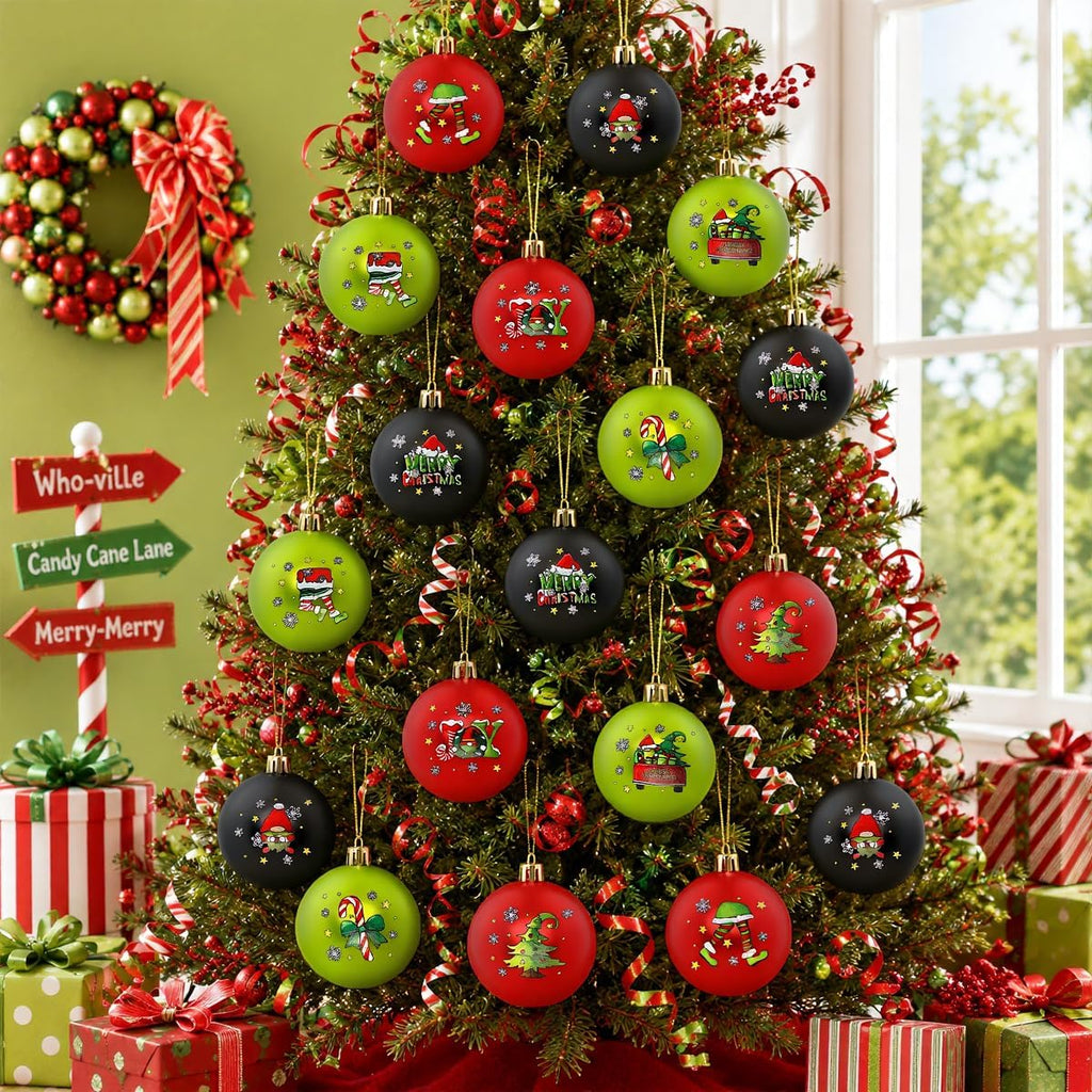16Pcs Double-Sided Christmas Balls Tree Ornaments Set Decorations Baubles