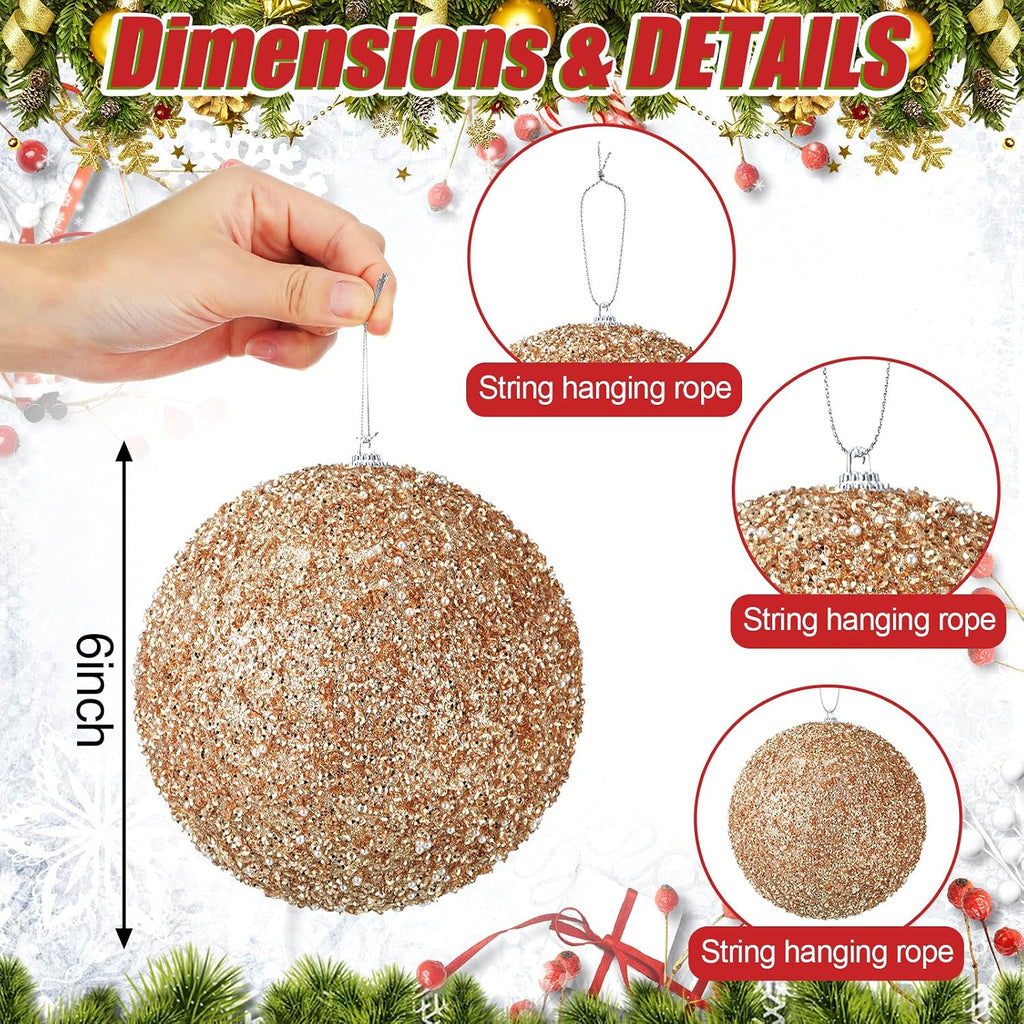 Wettarn 12 Pieces Champagne Gold Large 6" Christmas Balls Ornaments