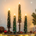 LUSHARBOR Christmas Tree Candles, 4 Pack Flameless Taper Candles 9.8"