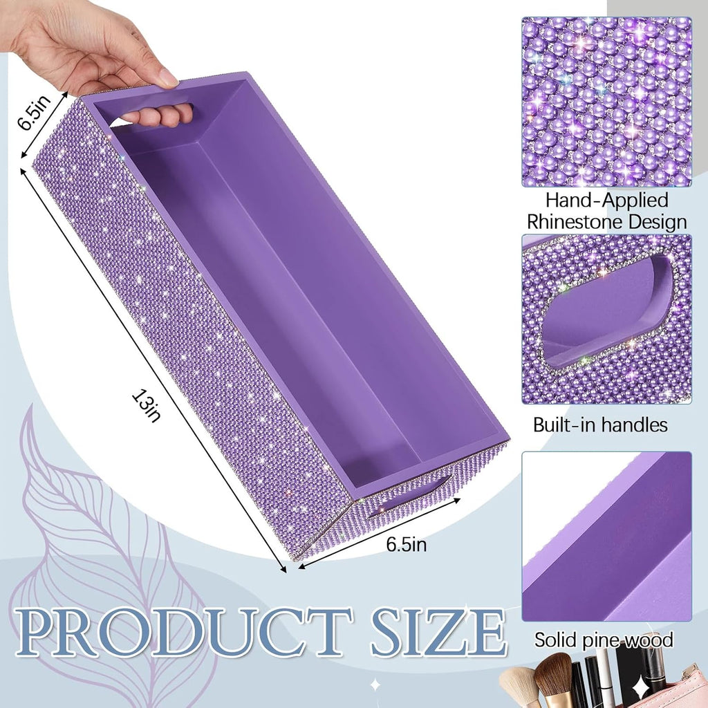 Honeydak Bathroom Basket, Pearl Toilet Tank Tray Purple Pearl