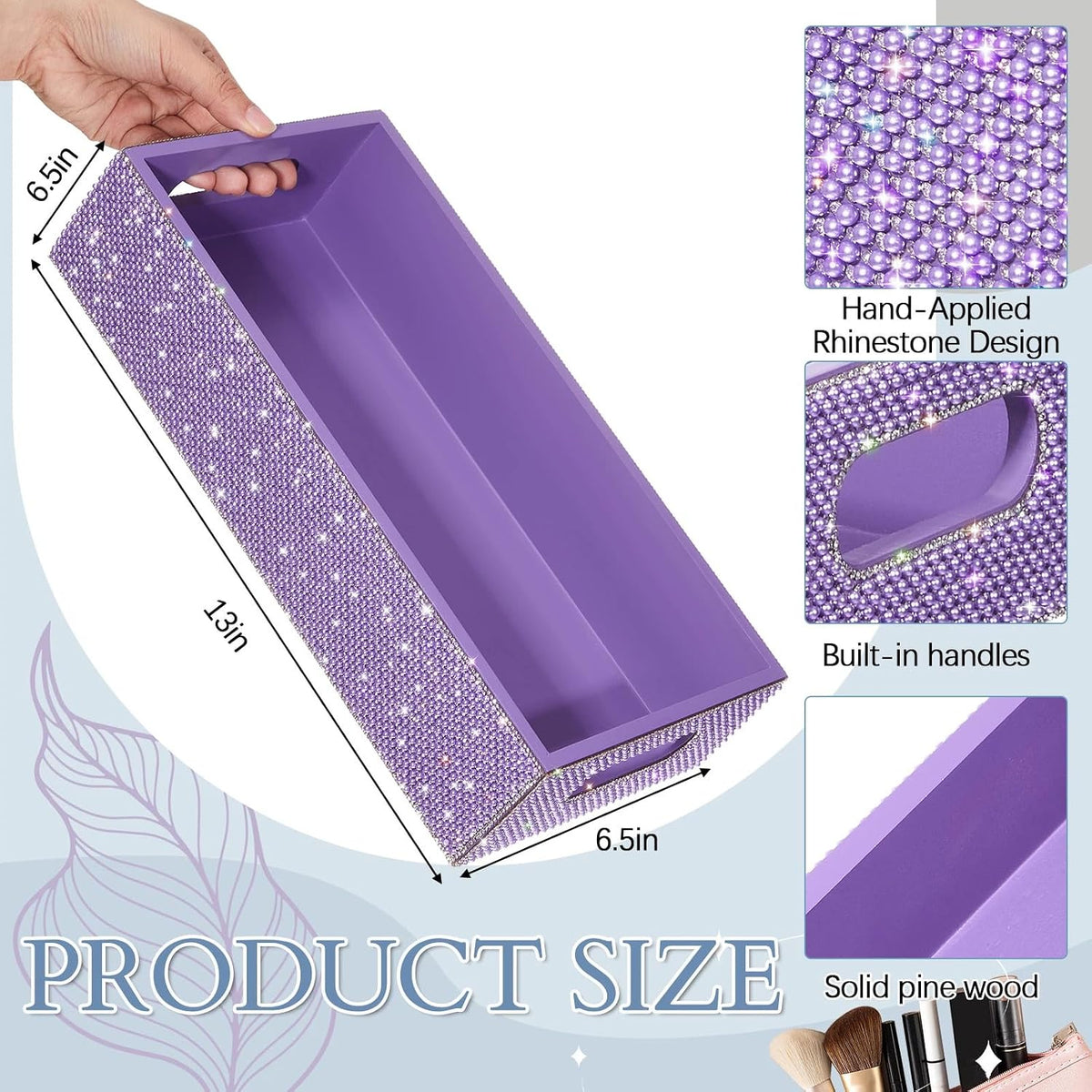 Honeydak Bathroom Basket, Pearl Toilet Tank Tray Purple Pearl