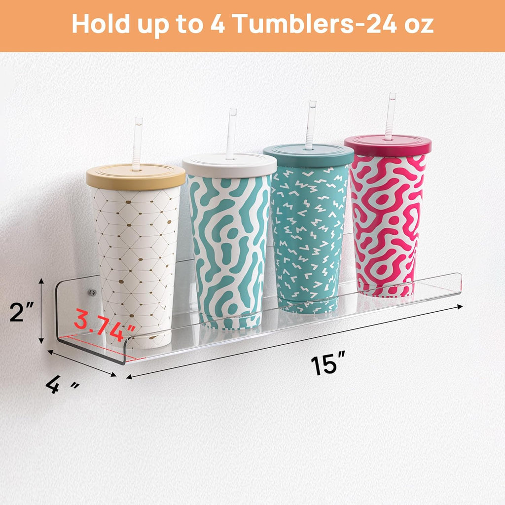 upsimples 2 Pcs 15" Acrylic Shelves for Wall Display and Storage, Clear
