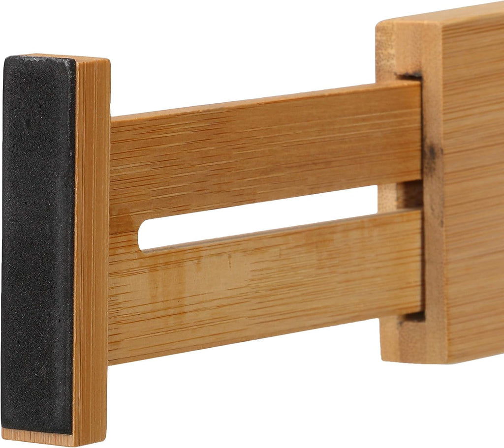Cortesi Home Traci Natural Bamboo Spring Loaded Adjustable Drawer Dividers Set of 4