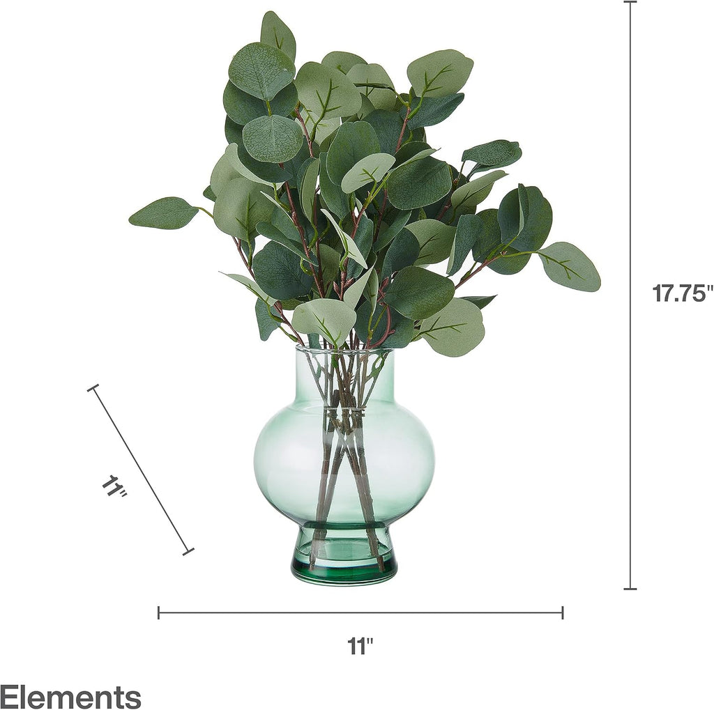 Elements Artificial Eucalyptus Stems in Glass Vase - 18 Inch