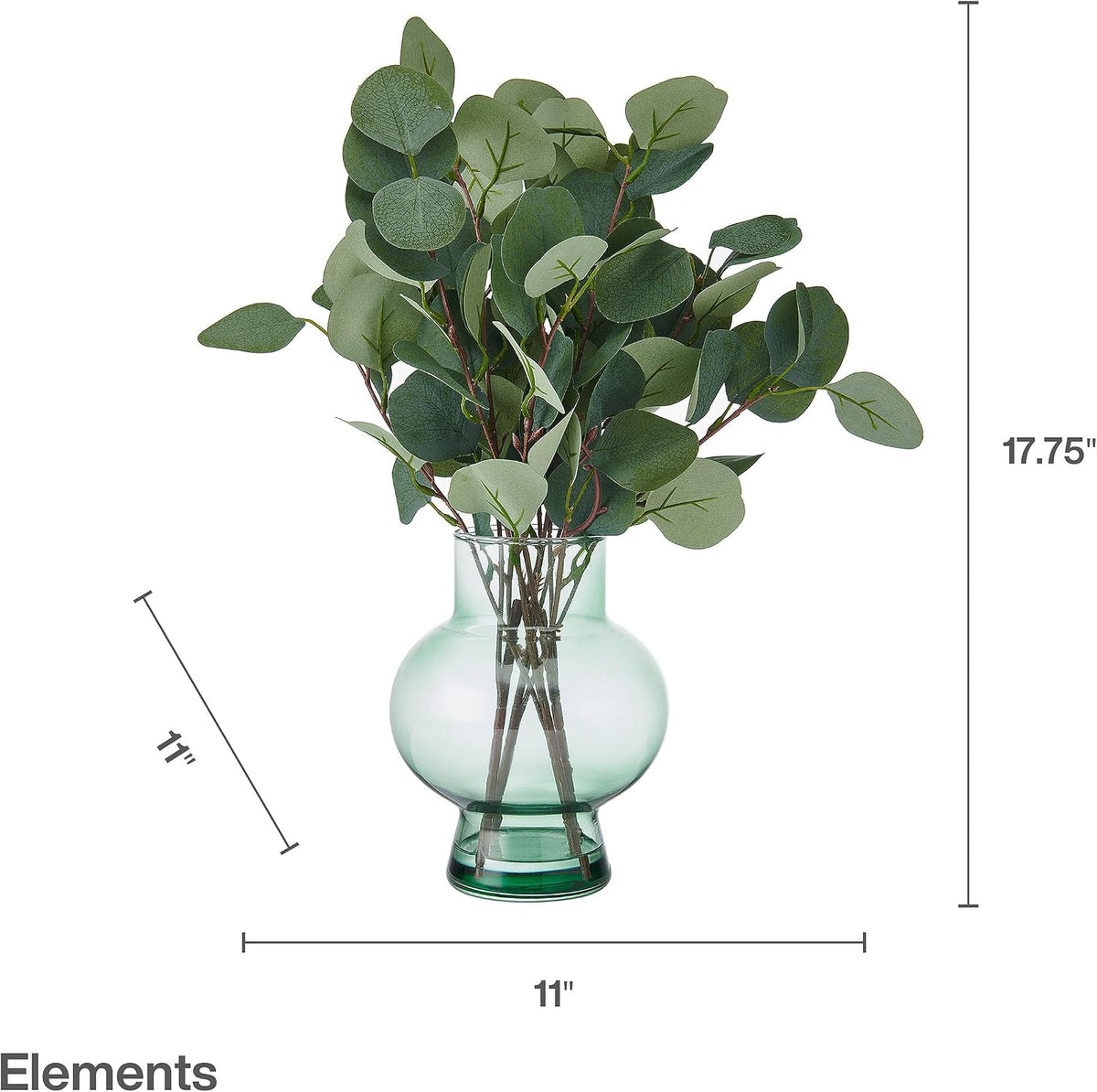 Elements Artificial Eucalyptus Stems in Glass Vase - 18 Inch