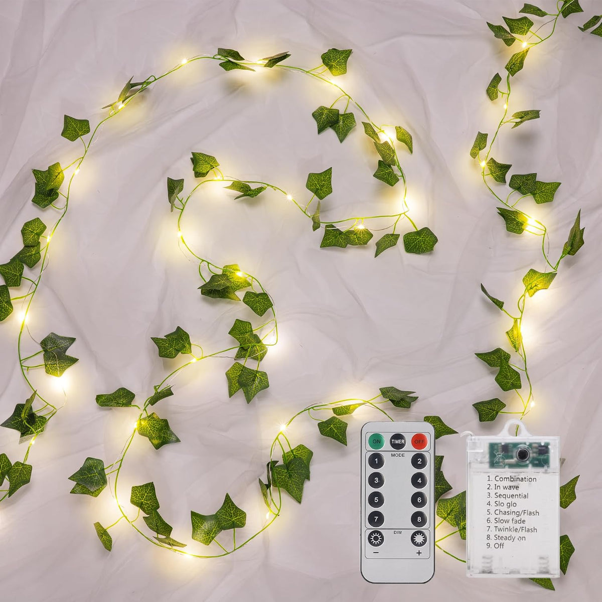 Vine Fairy Lights, 33FT 100 LED Vines String Lights, 8 Modes, 1 Pack