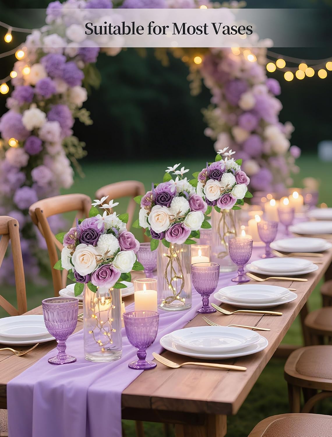 BLOSMON Artificial Flowers Ball Table Centerpieces, 2 Pcs, Lilac and White