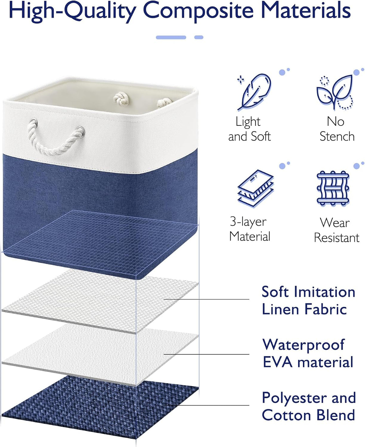 Patvingot 13-Inch Fabric Cube Storage Bins with Handles,4 Pack,Foldable