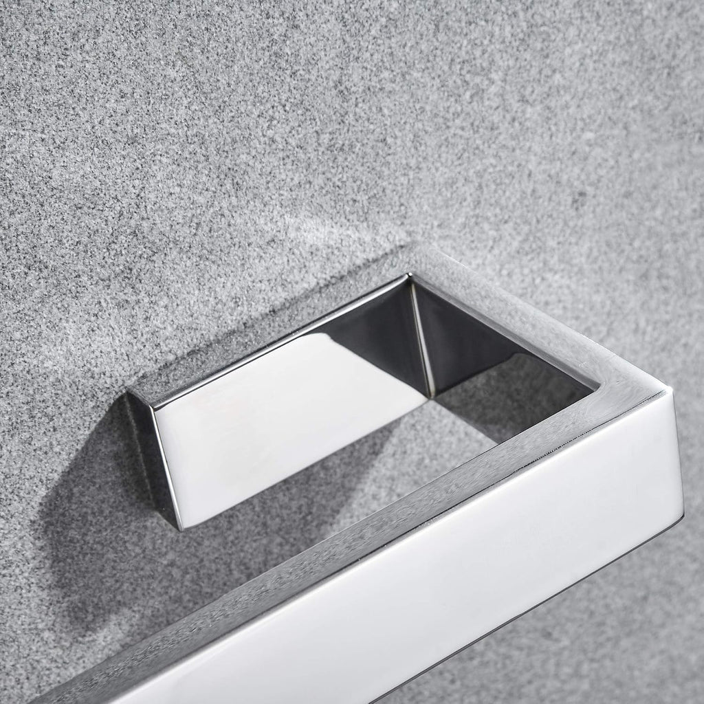 JunSun Square Towel Bar 24-Inch Stainless Steel Towel Holder Bathroom Accessories Square Bathroom Bars Towel Rack Bathroom Hardware Wall Mounted Stainless Steel Polished Chrome