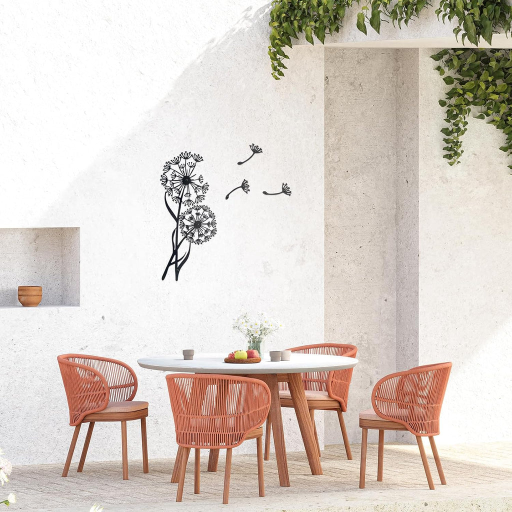 Urbraneco 4PCS Metal Dandelion Wall Art With Flying Seeds Decor