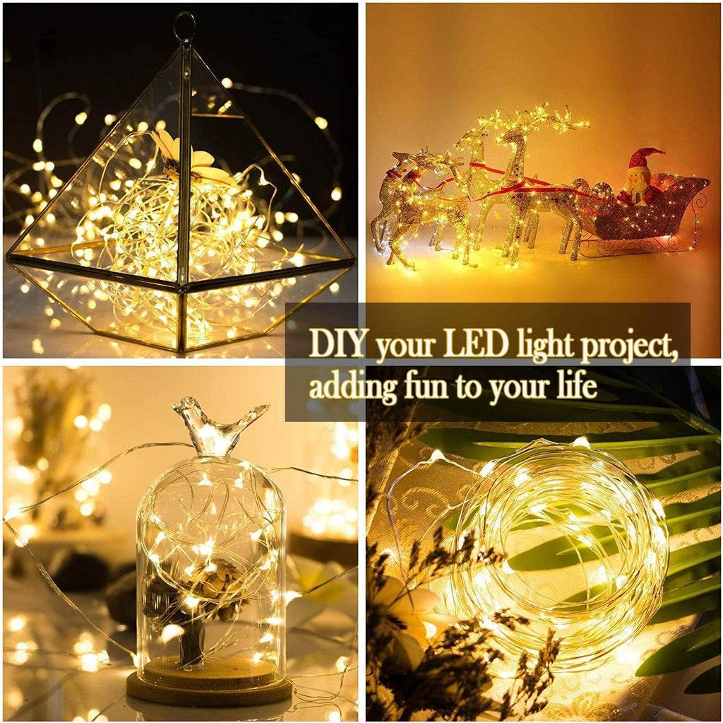 SmilingTown Battery Operated Fairy Lights, 24 Pack 20 LED 7.2ft Silver Wire Mini String Lights for Mason Jar, Bottle, Wedding Centerpiece, Halloween Christmas Party, Bedroom Indoor Decor (Warm White)