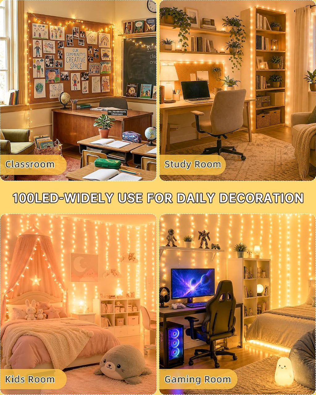 Warm White Christmas String Lights, 33FT 100 LED Fairy Lights Indoor