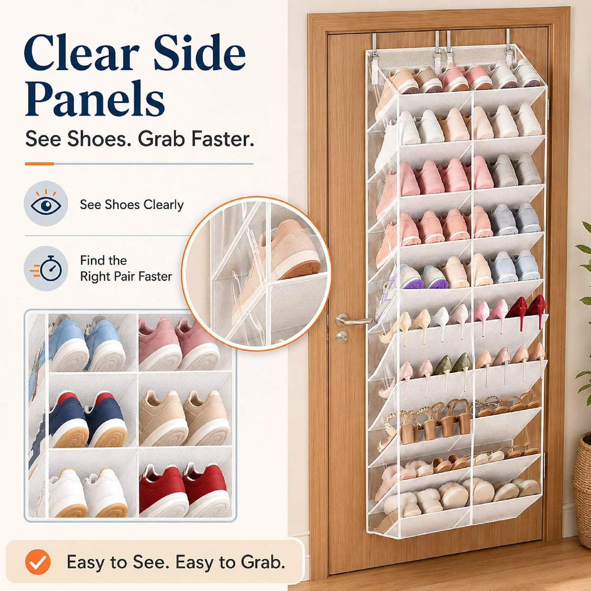 Over the Door Shoe Organizer 10-Tier Shoe Rack, 20–30 Pairs