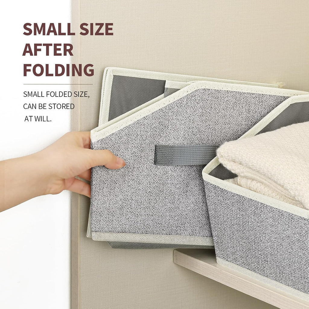 Homsorout Trapezoid Bins for Organization - 8 Pack Storage Cubes, Decorative Fabric Organizer Bins, Large Baskets for Storage, Linen Storage Organizer for Clothes, Books, Home, Light Gray