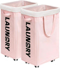 CHICVITA 75L Laundry Hamper with Wheels 2-Pack, Wash Bags, Pink
