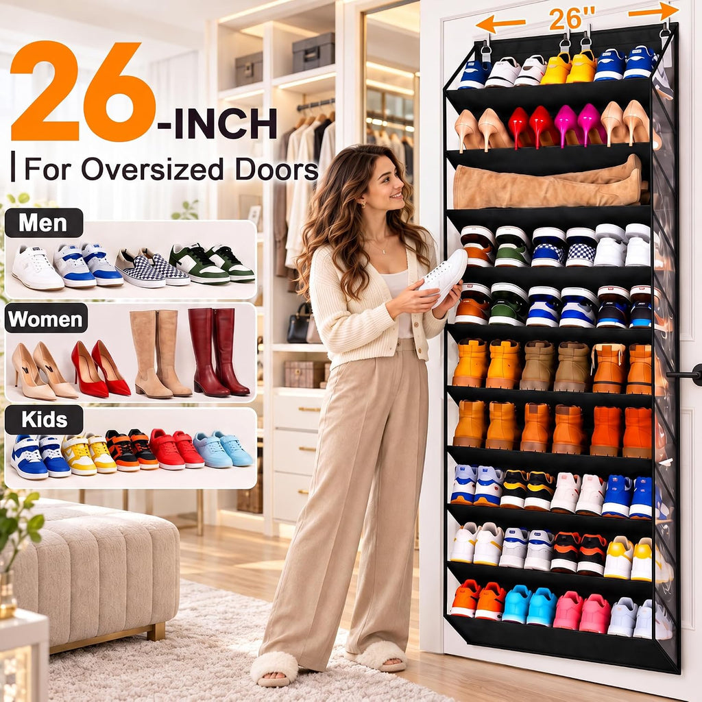 UVIAHOMI 30-40 Pairs Over the Door Shoe Organizer, 10 Tiers Fit Tall Boots