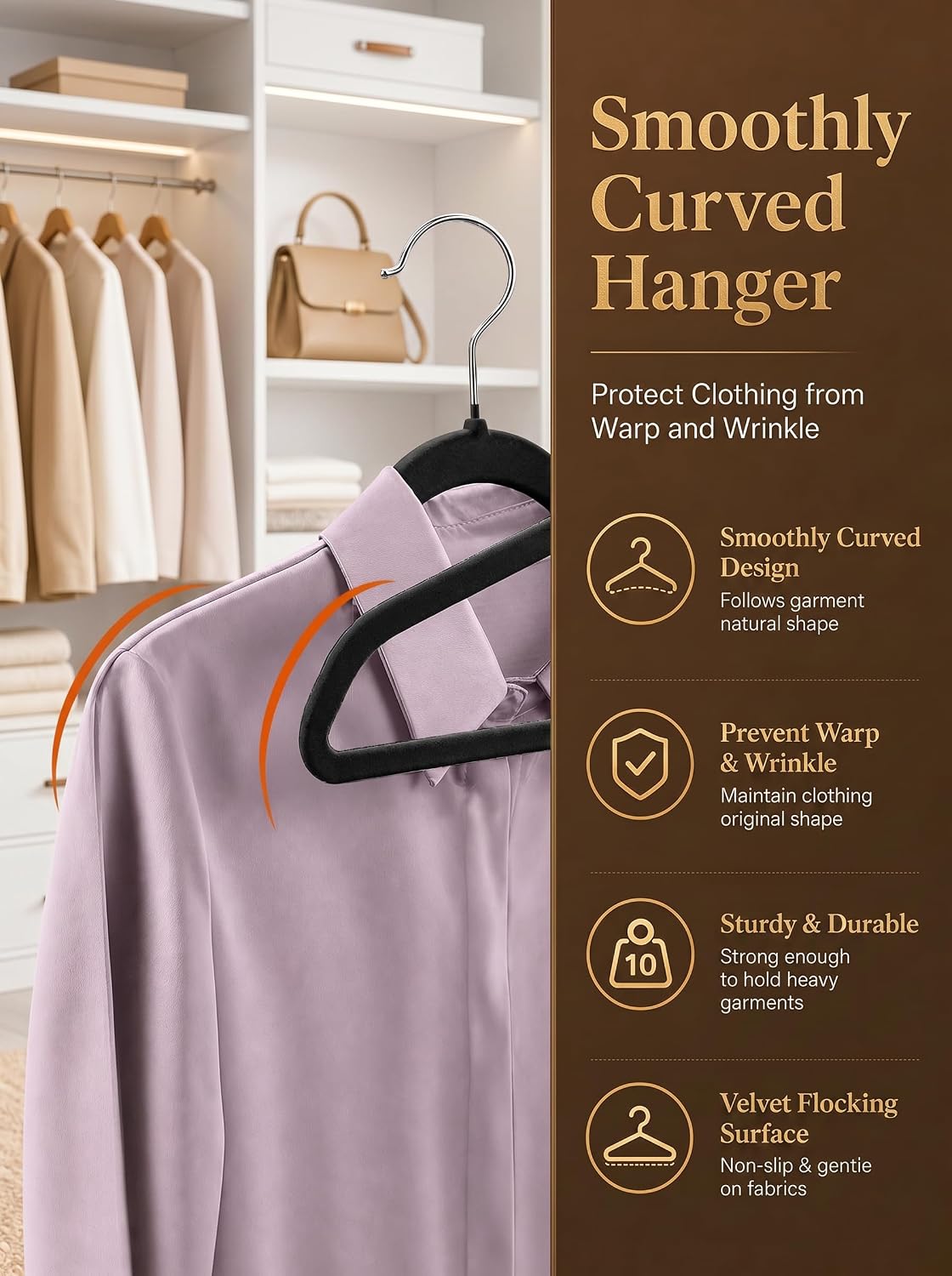 HOUSE DAY Black Velvet Hangers 50 Pack - Non Slip Felt Hangers, No Wrinkles