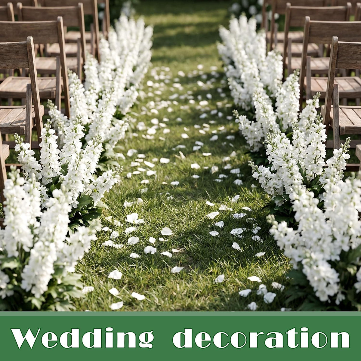 Fake Flowers 23.6” Delphinium Artificial Flowers 8Pcs Silk Flowers with Stems Long Stem Artificial Flowers for Tall Vase Faux Flowers for Indoor Home Decoration Wedding Decoration Centerpiece White