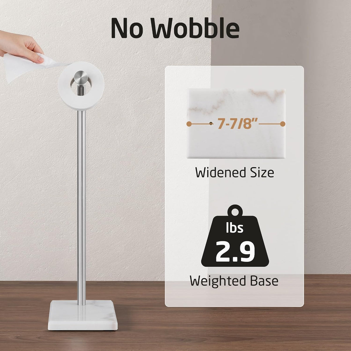 KES Toilet Paper Holder Stand, Natural Marble Base, Brushed Steel